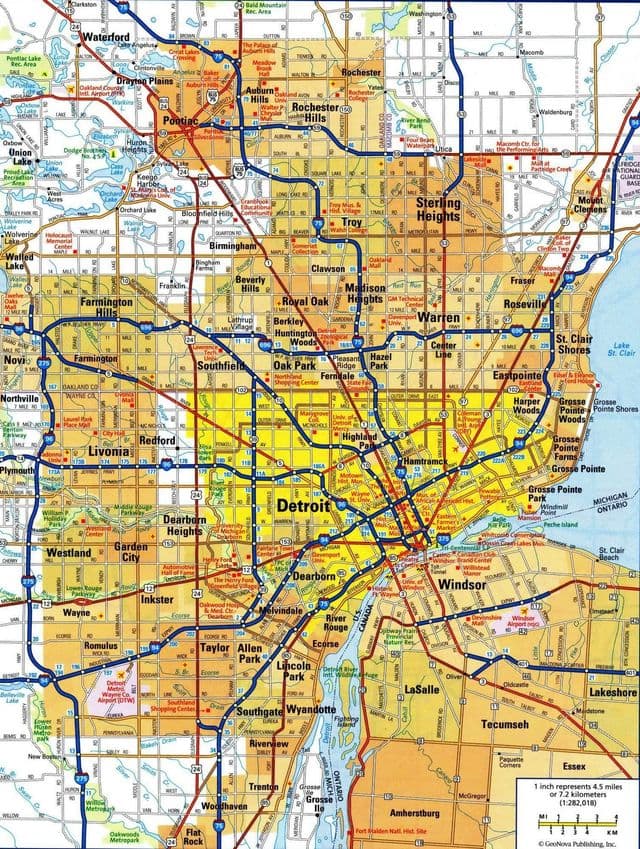 Mapa da cidade de Detroit