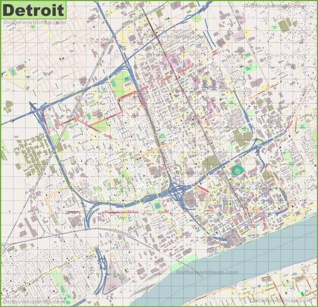 Mapa das ruas de Detroit